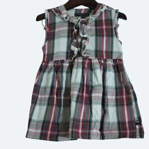 COPY - Tommy Hilfiger plaid sleeveless dress with front ruffles 5T
